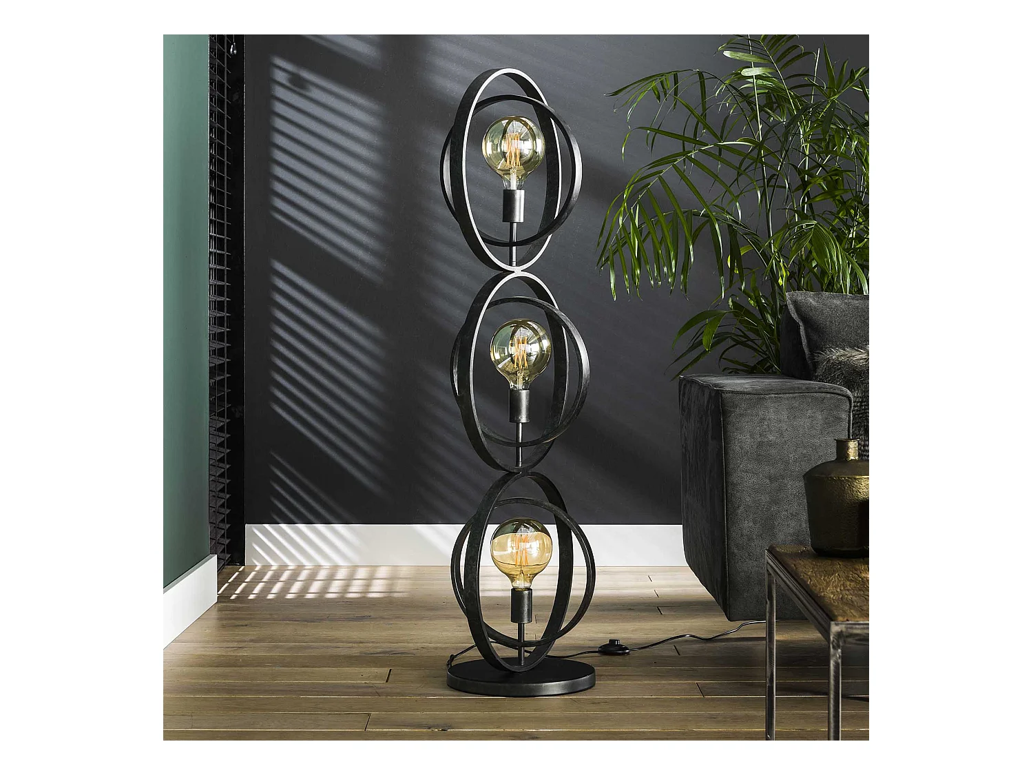 Lampadaire industriel - 3 lampes - Turn around - Noir