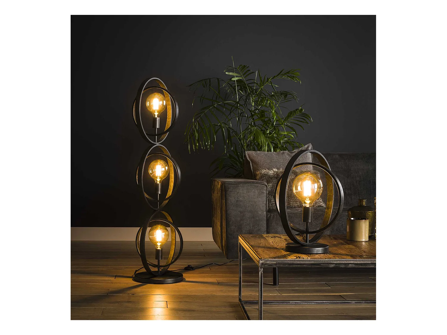 Lampadaire industriel - 3 lampes - Turn around - Noir