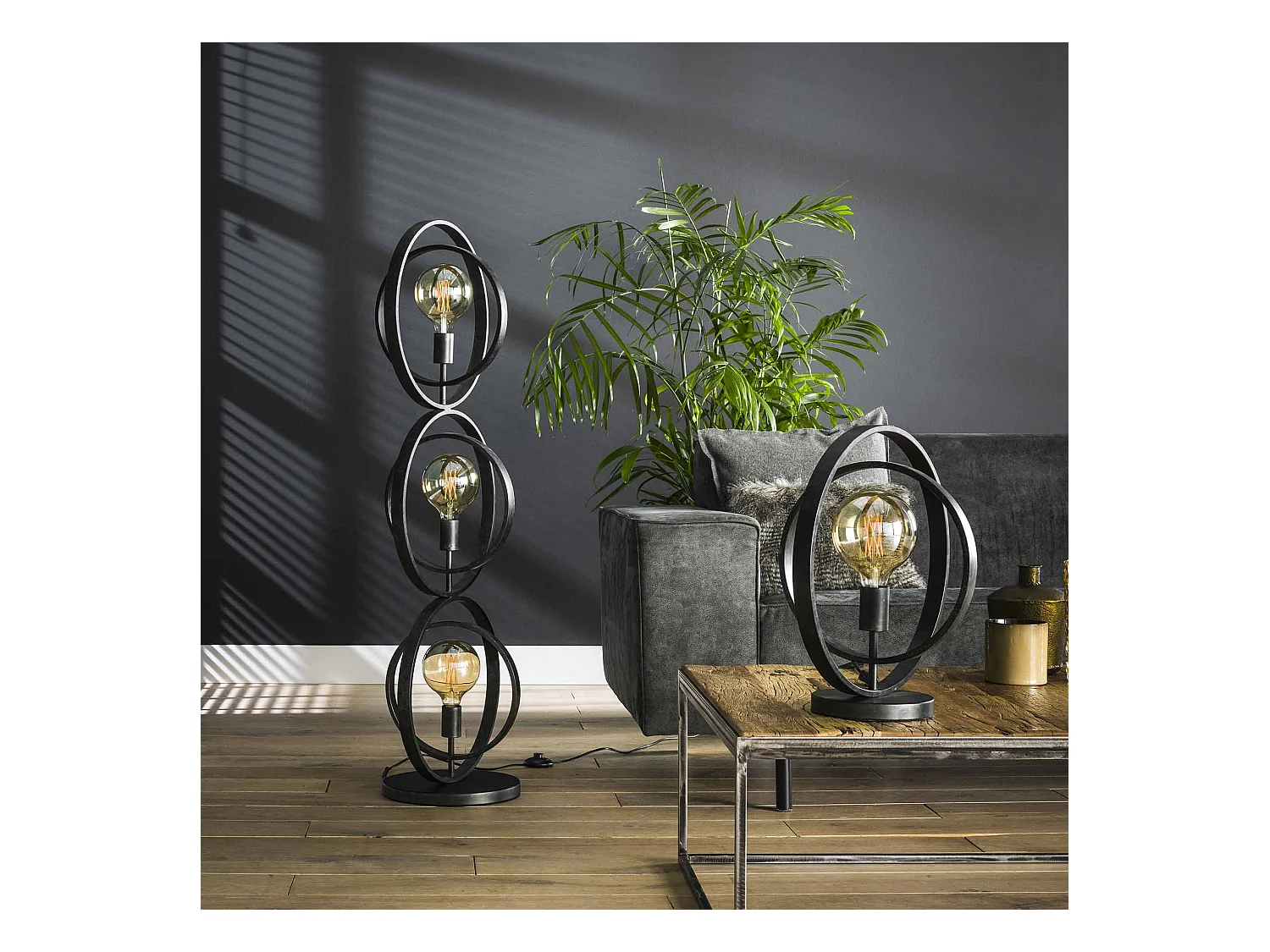 Lampadaire industriel - 3 lampes - Turn around - Noir