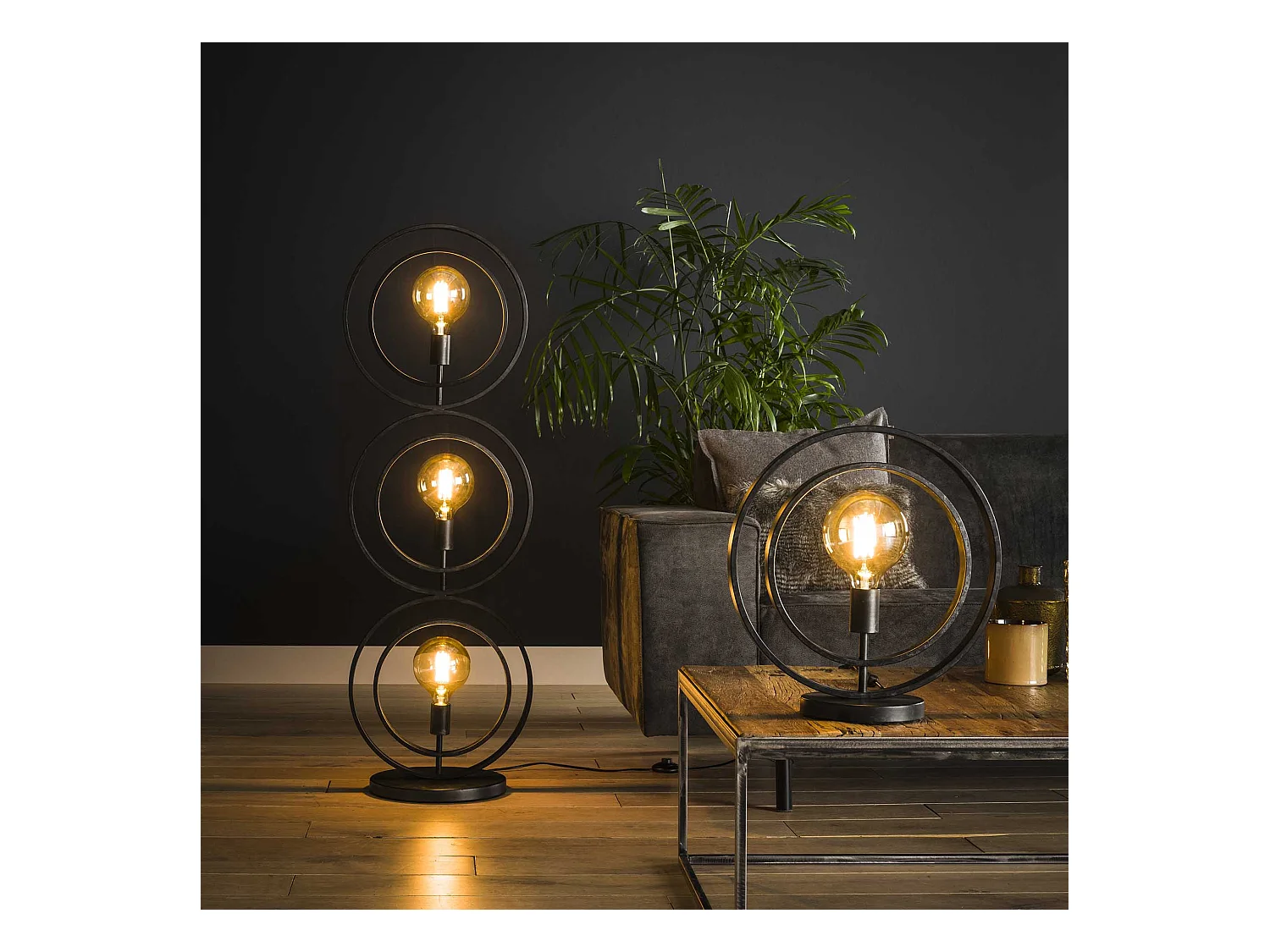 Lampadaire industriel - 3 lampes - Turn around - Noir