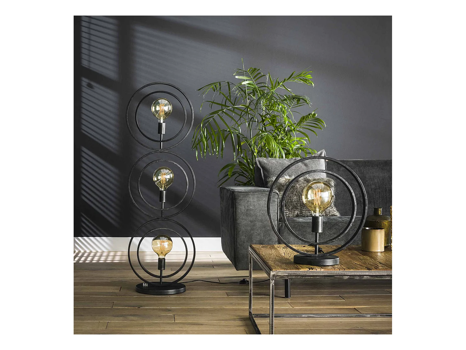 Lampadaire industriel - 3 lampes - Turn around - Noir