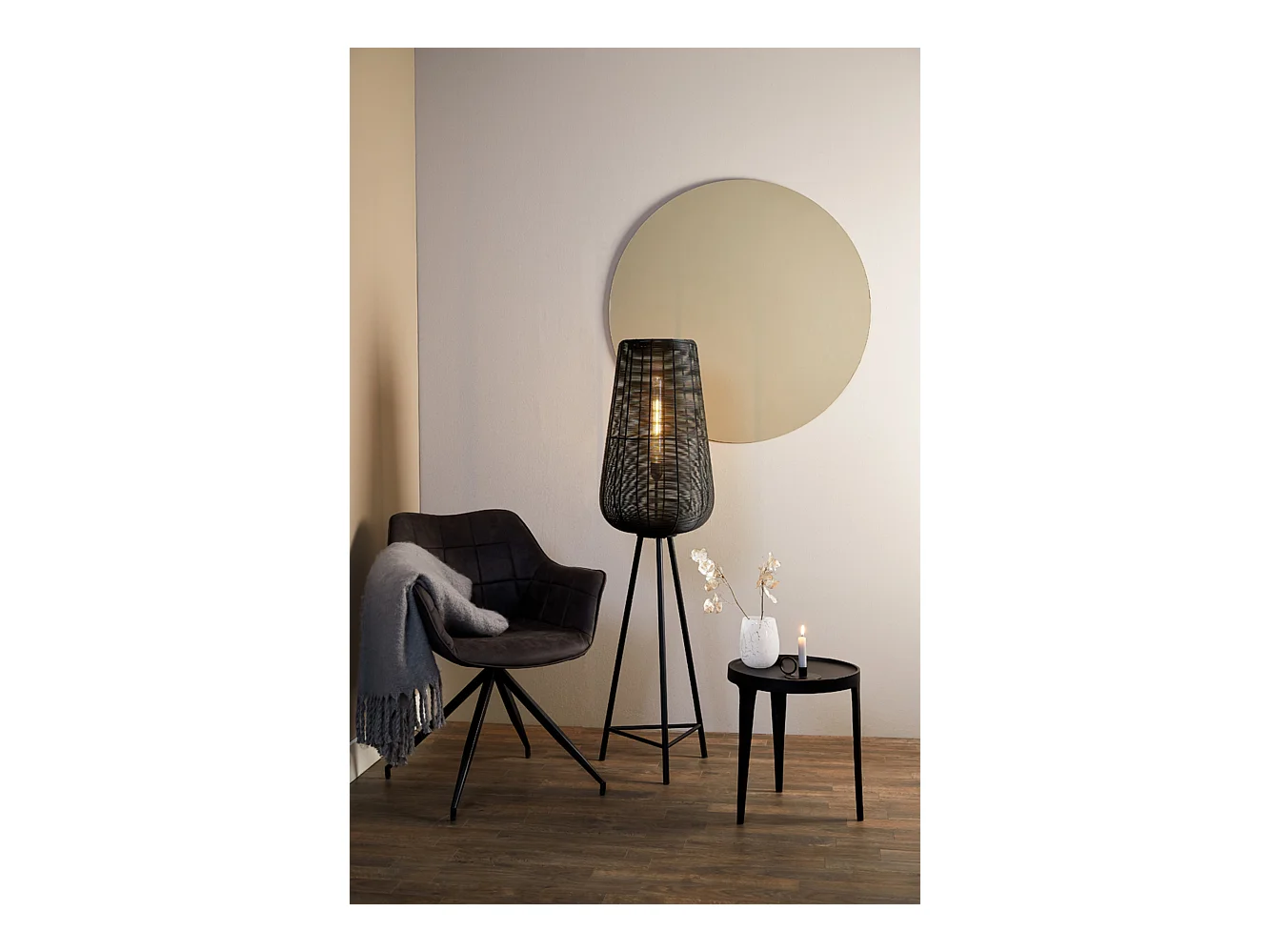Lampadaire ADETA - Ø37x135cm - Noir