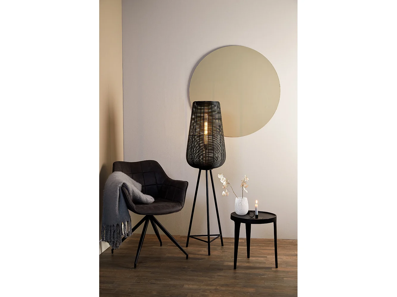 Lampadaire ADETA - Ø37x135cm - Noir