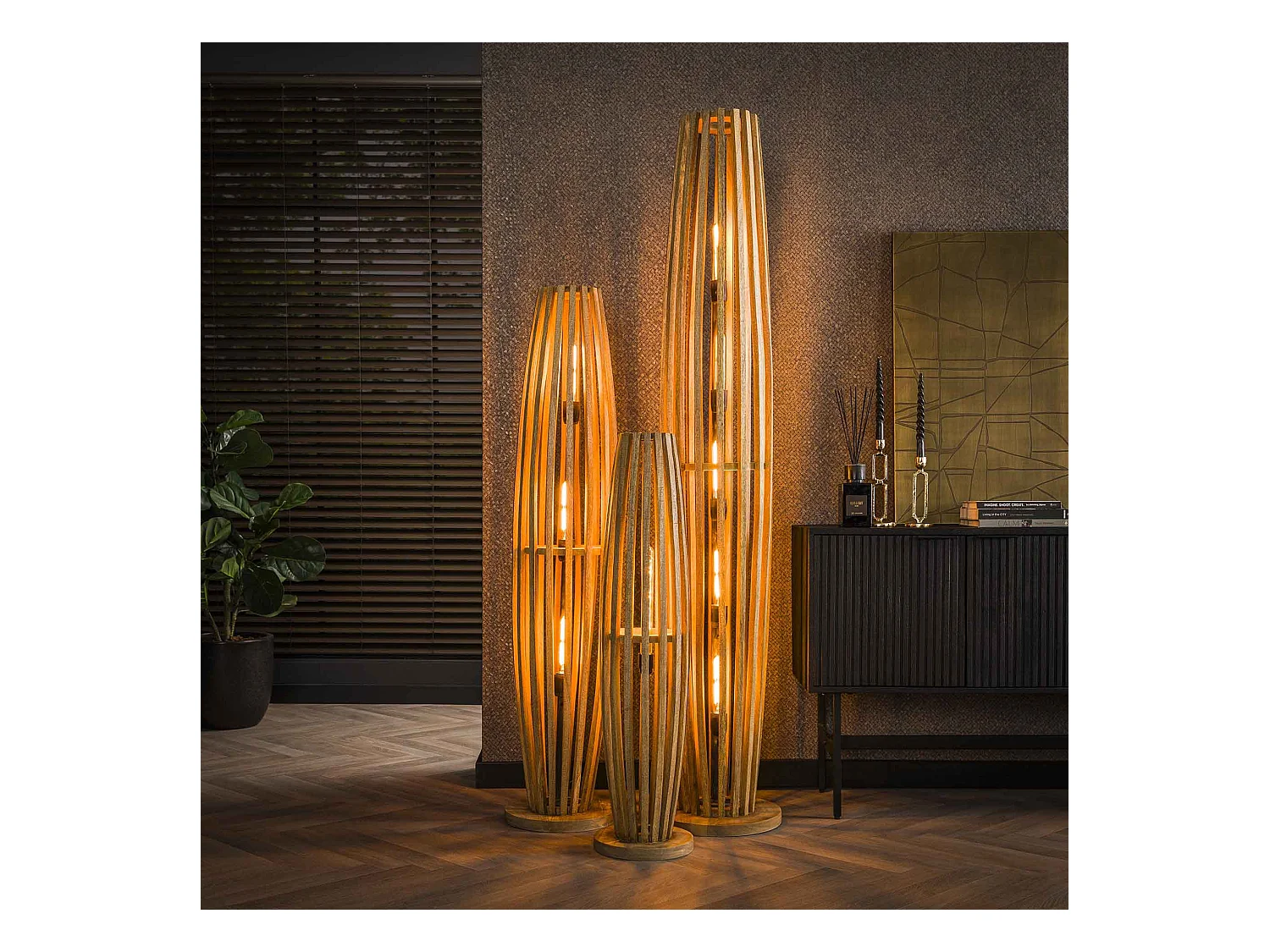 Lampadaire Orbit 2L - Mangue massif naturel - M