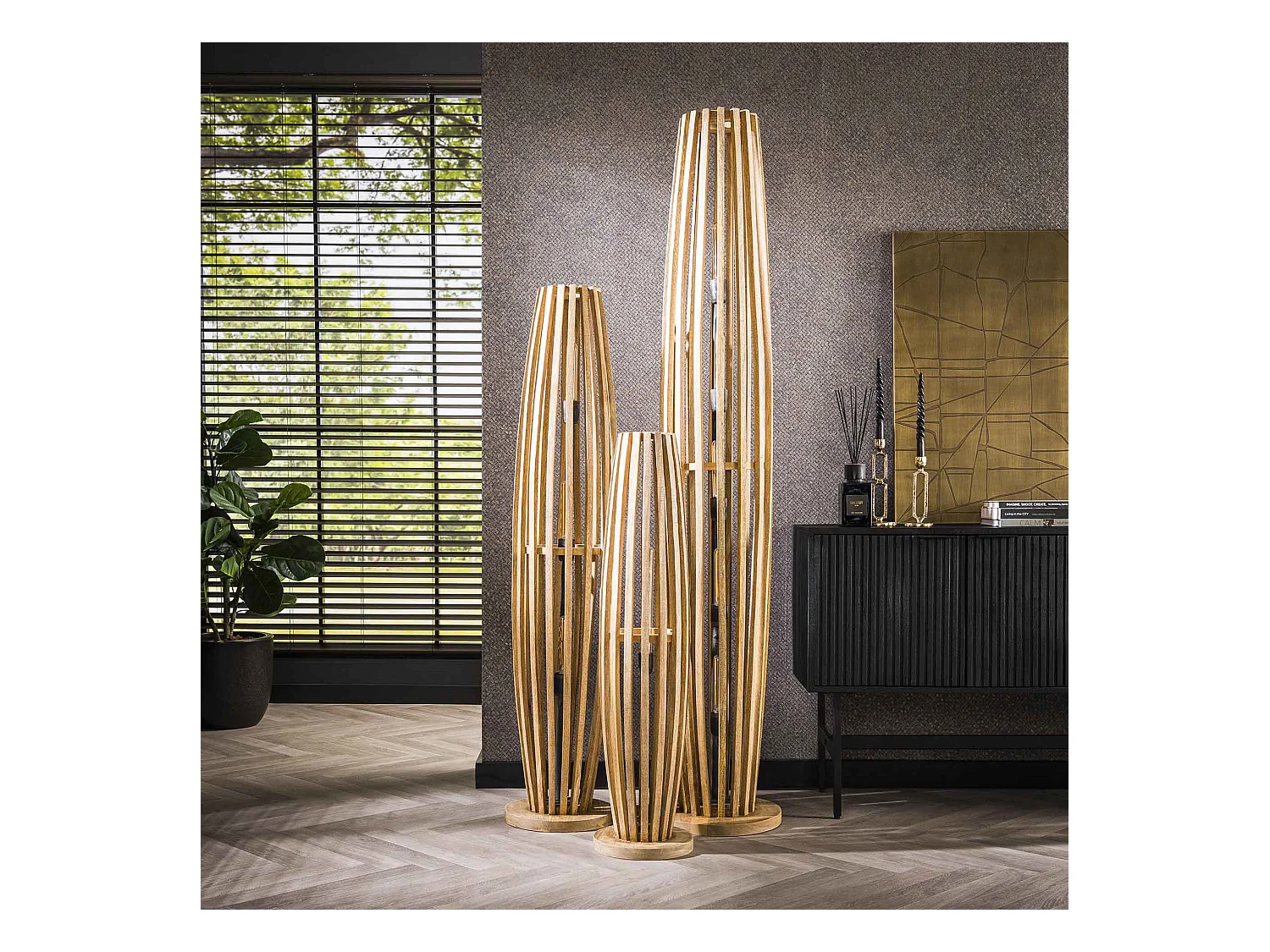 Lampadaire Orbit 2L - Mangue massif naturel - M