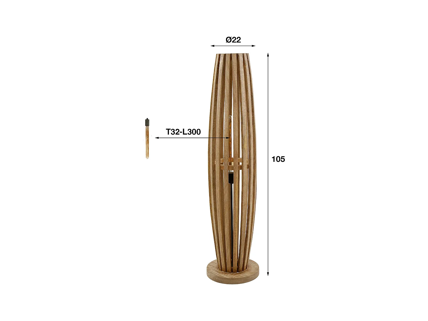 Lampadaire Orbit 2L - Mangue massif naturel - M