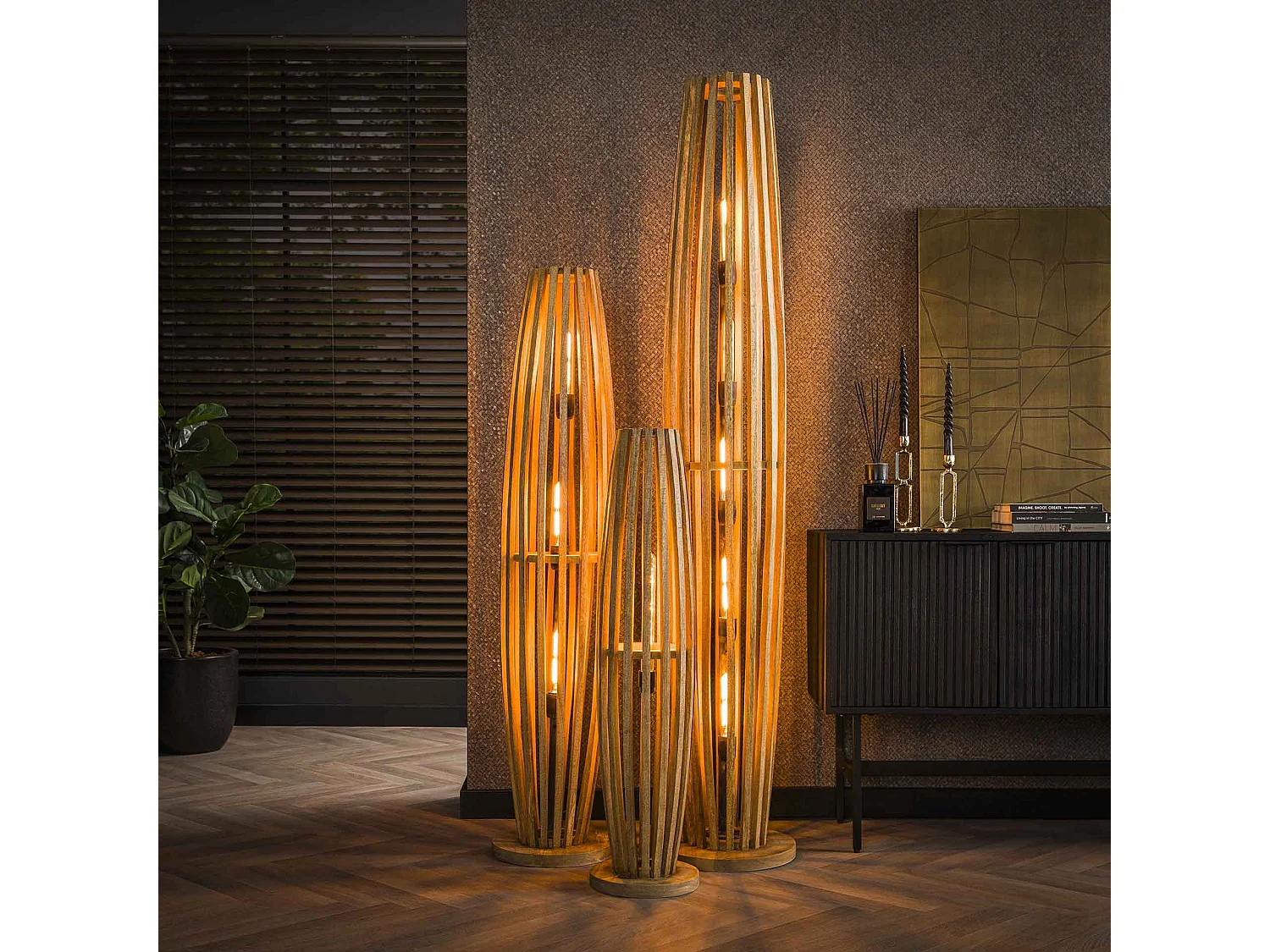 Lampadaire Orbit 2L - Mangue massif naturel - M