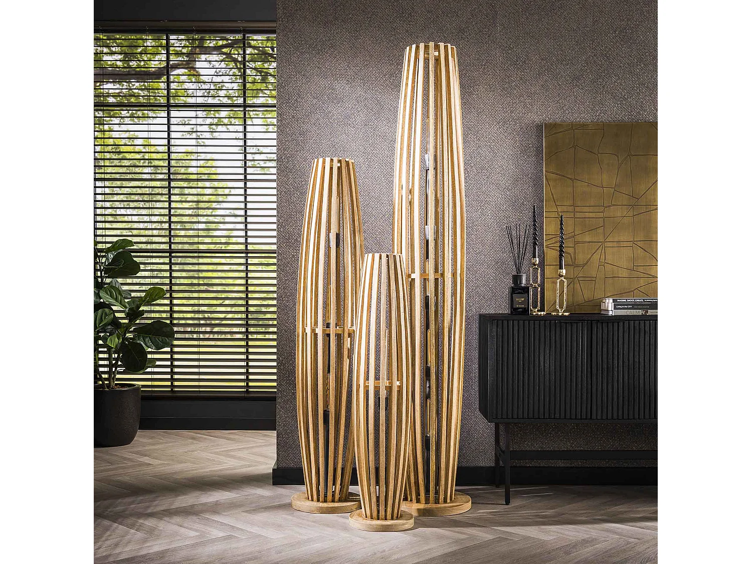 Lampadaire Orbit 2L - Mangue massif naturel - M