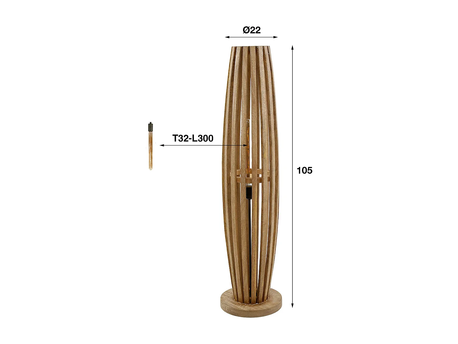 Lampadaire Orbit 2L - Mangue massif naturel - M