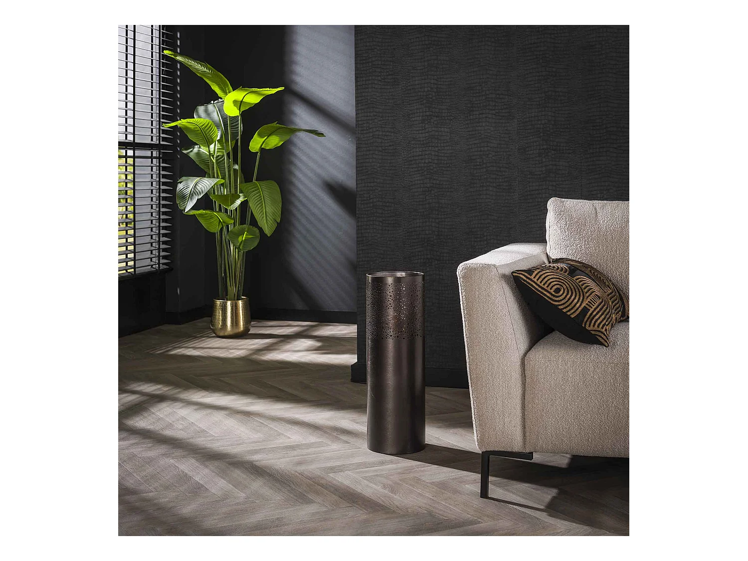 Lampadaire Ø20 cylindre 60cm / Nickel noir