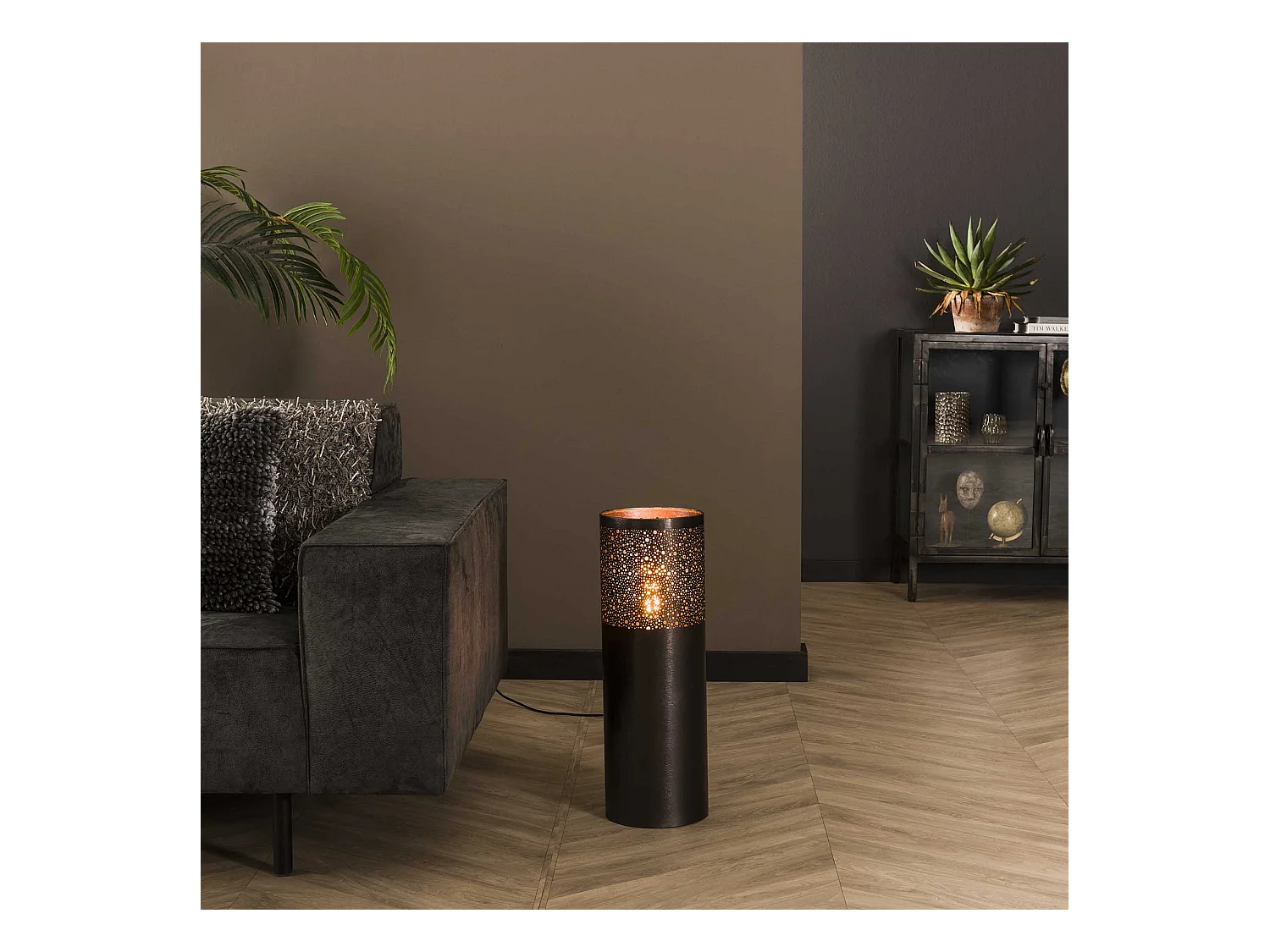 Lampadaire Ø20 cylindre 60cm / Nickel noir