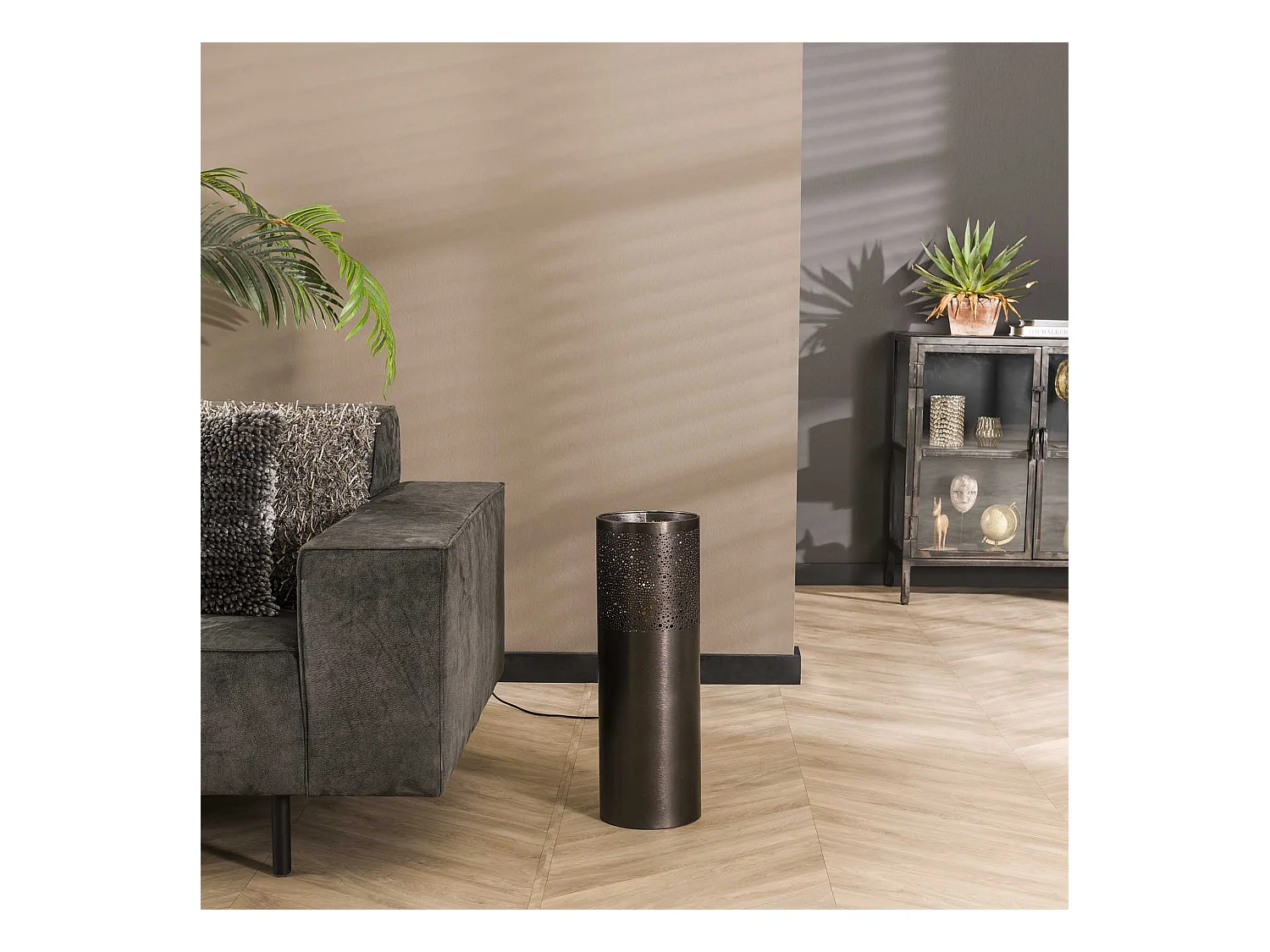 Lampadaire Ø20 cylindre 60cm / Nickel noir