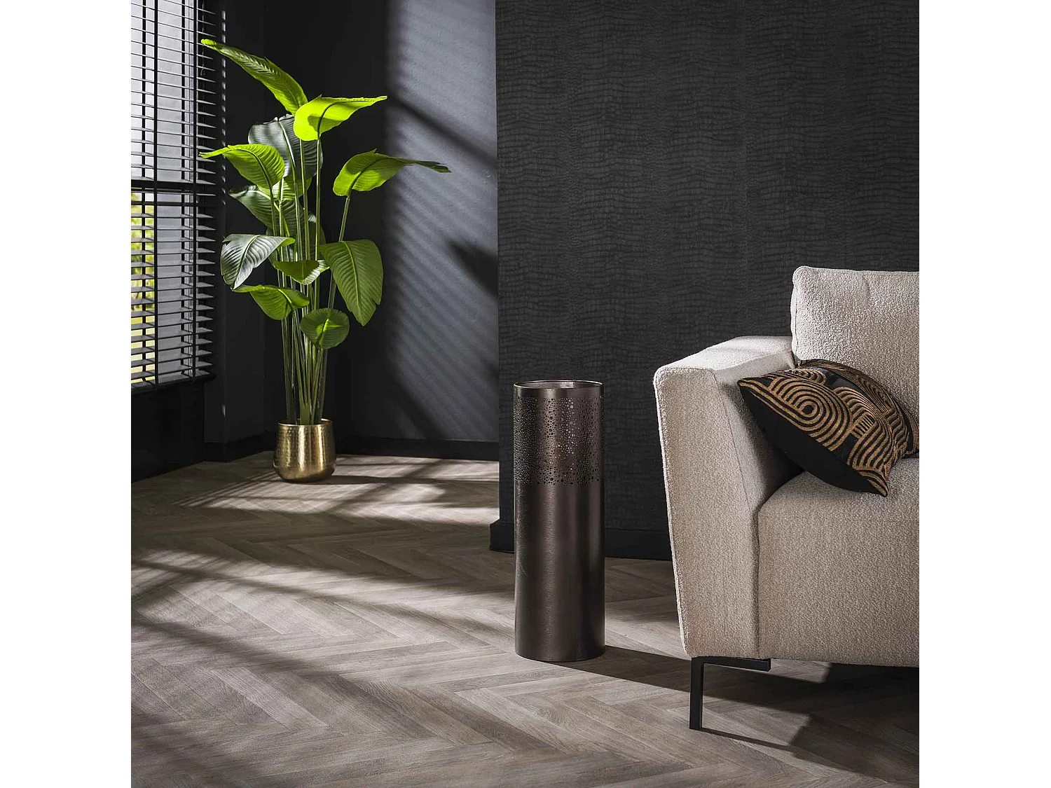 Lampadaire Ø20 cylindre 60cm / Nickel noir