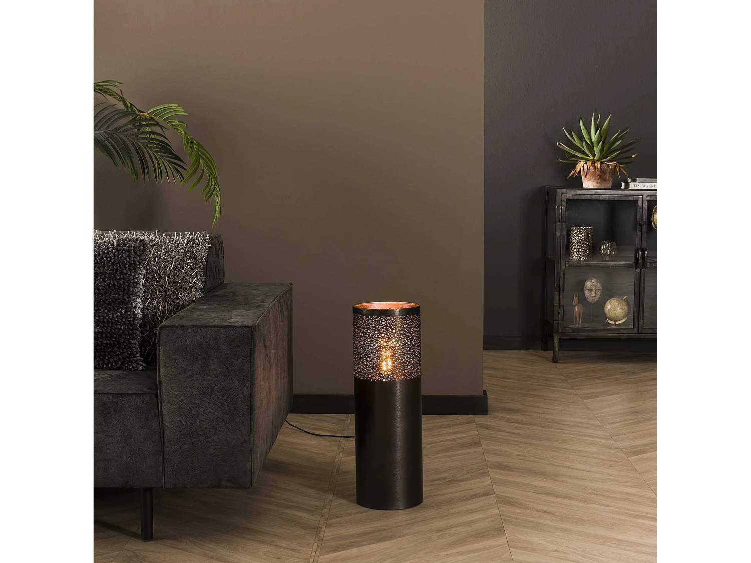 Lampadaire Ø20 cylindre 60cm / Nickel noir