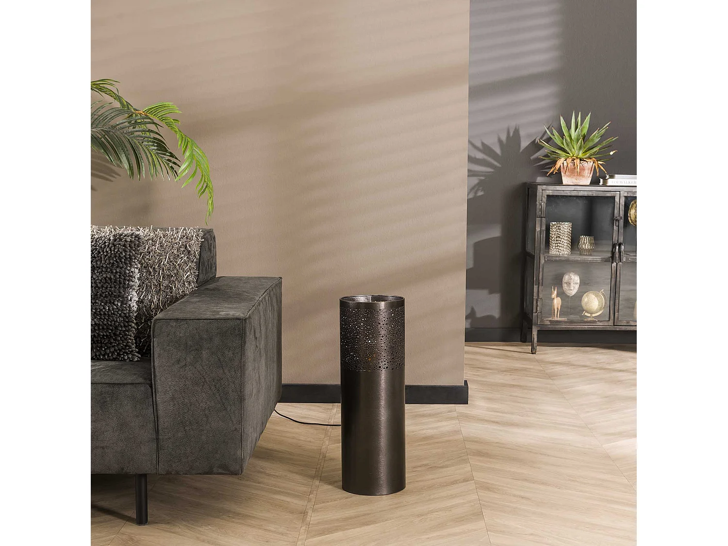 Lampadaire Ø20 cylindre 60cm / Nickel noir