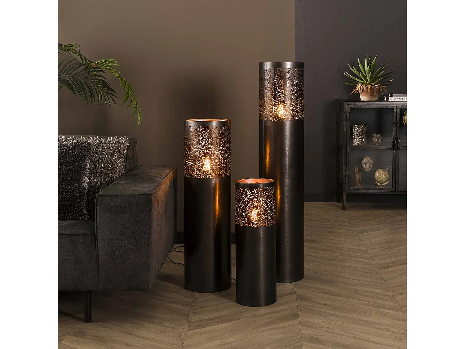 Lampadaire Ø20 cylindre 60cm / Nickel noir