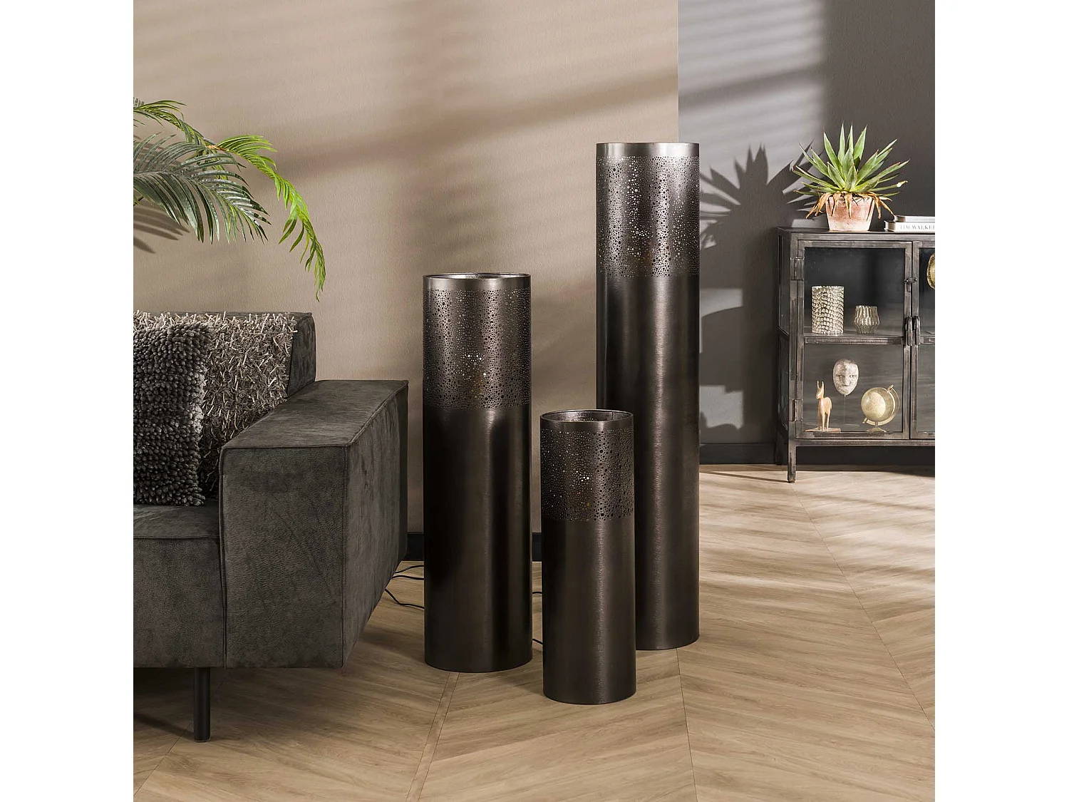 Lampadaire Ø20 cylindre 60cm / Nickel noir