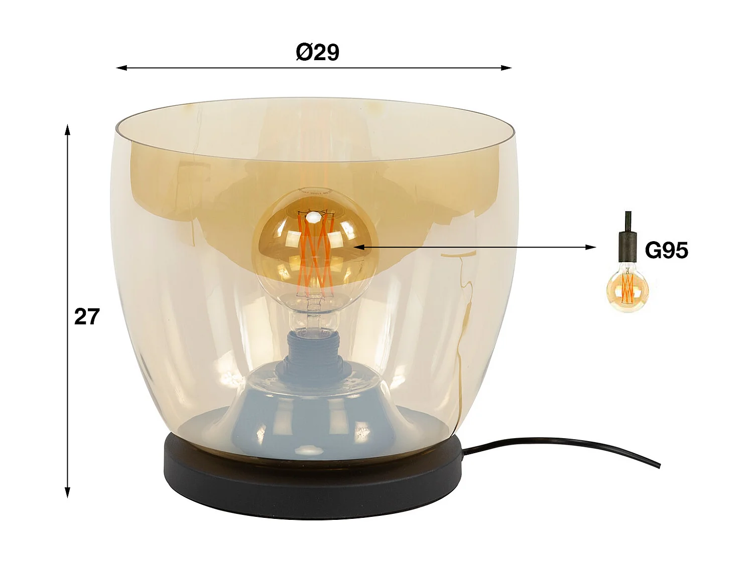 Lampadaire UP L - Verre ambré - Ø29
