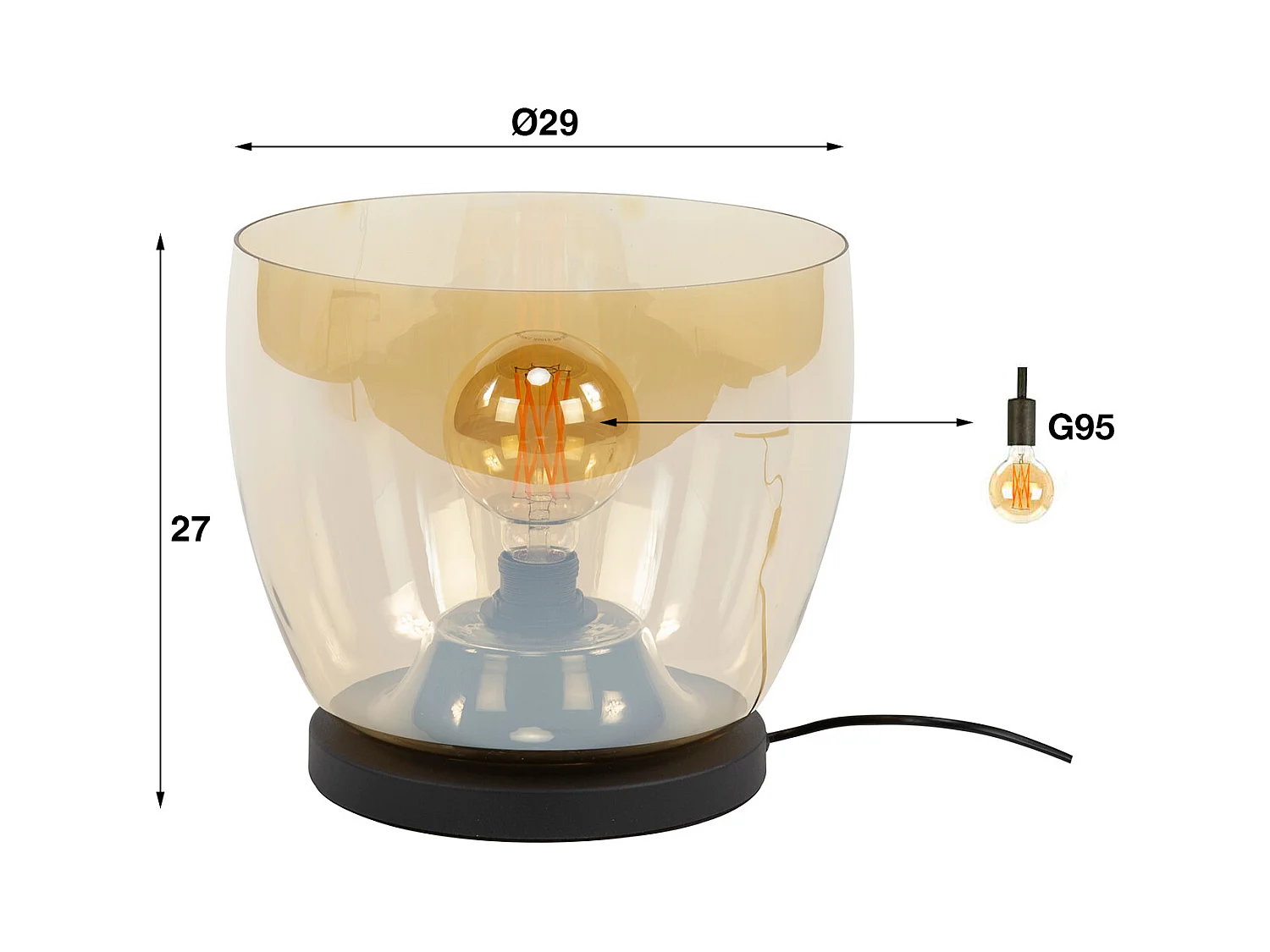 Lampadaire UP L - Verre ambré - Ø29