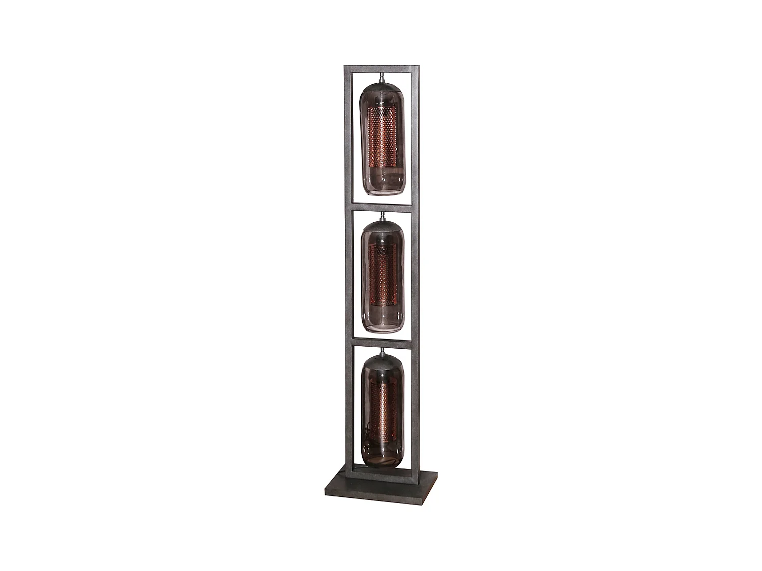 Lampadaire Tower 3L - Verre fumé - Noir arctique