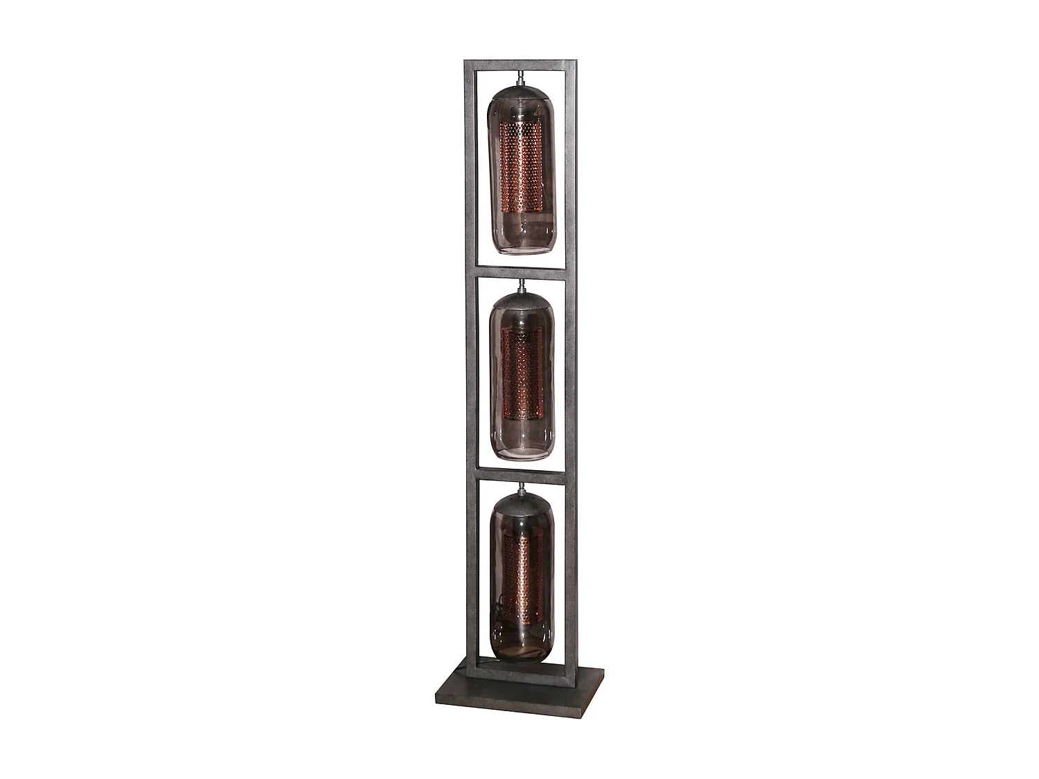 Lampadaire Tower 3L - Verre fumé - Noir arctique