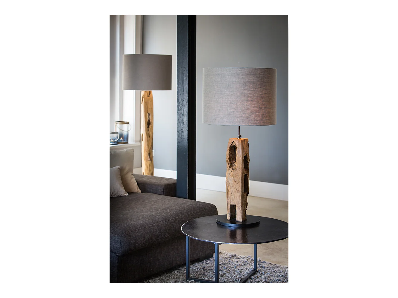 Lampadaire KARLOVO - Ø35x144cm - Marron