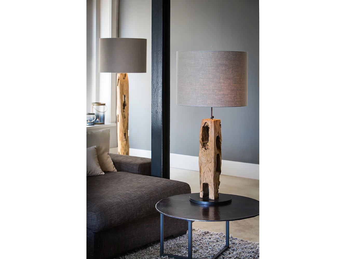 Lampadaire KARLOVO - Ø35x144cm - Marron