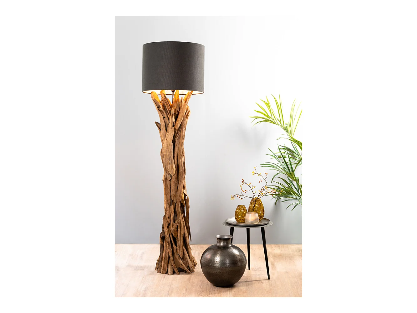 Lampadaire MARGRET - Ø45x165cm - Marron