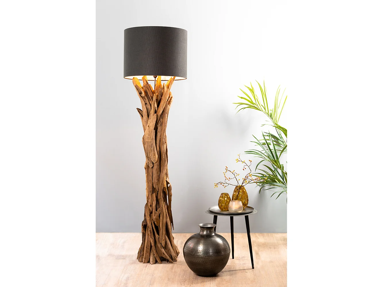 Lampadaire MARGRET - Ø45x165cm - Marron
