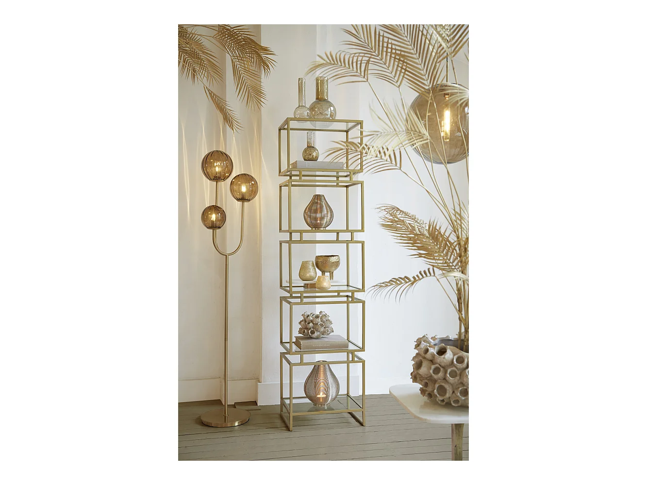 Lampadaire MAGDALA - 38x20x162cm - Doré