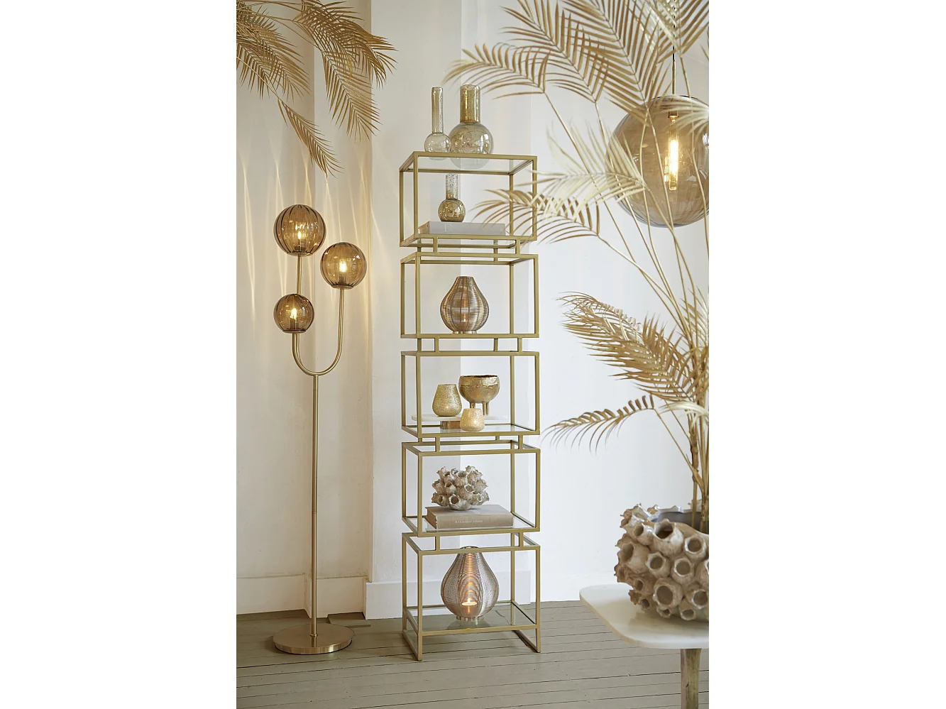 Lampadaire MAGDALA - 38x20x162cm - Doré