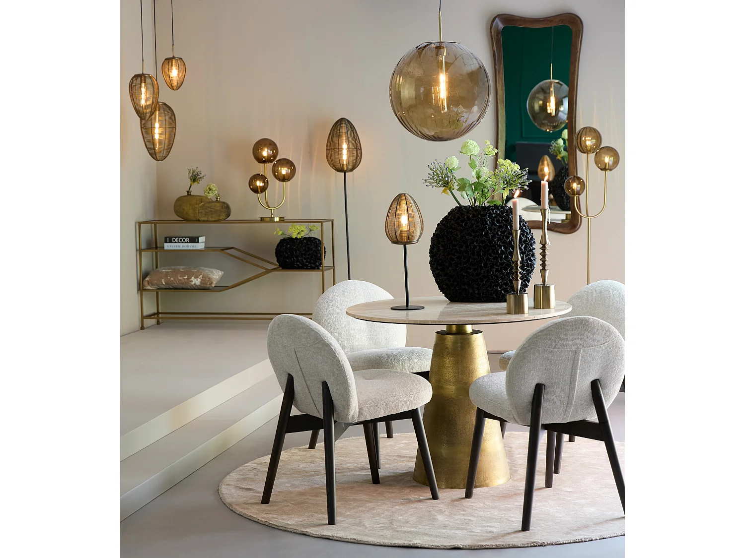 Lampadaire MAGDALA - 38x20x162cm - Doré