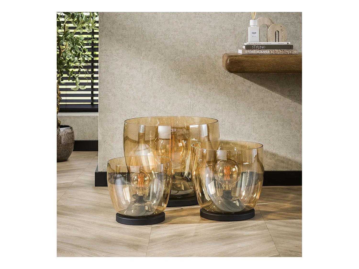 Lampadaire UP XL - Verre ambré - Ø33