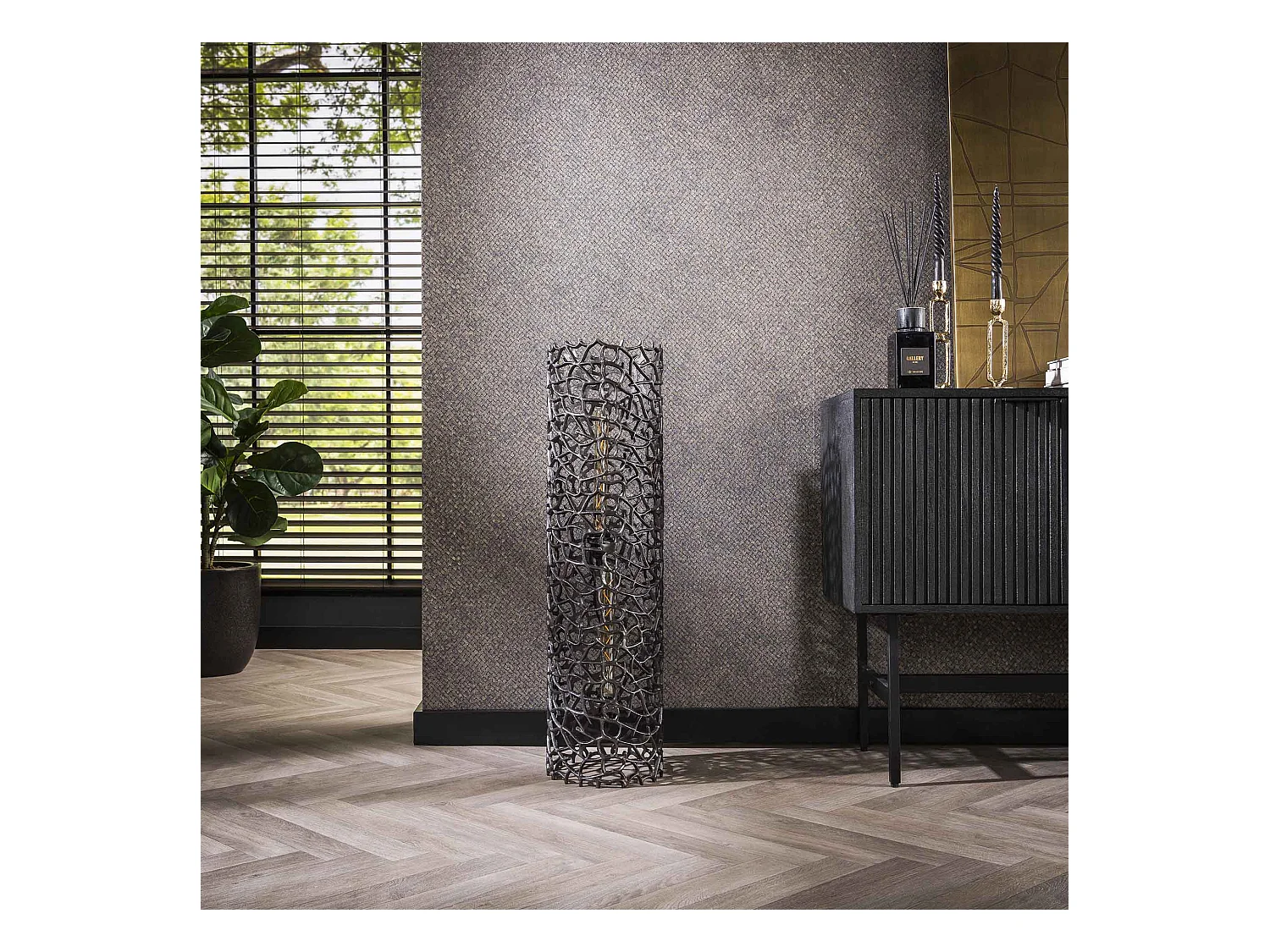 Lampadaire Weaver Cylindre Ø25 92cm L - Nickel Noir