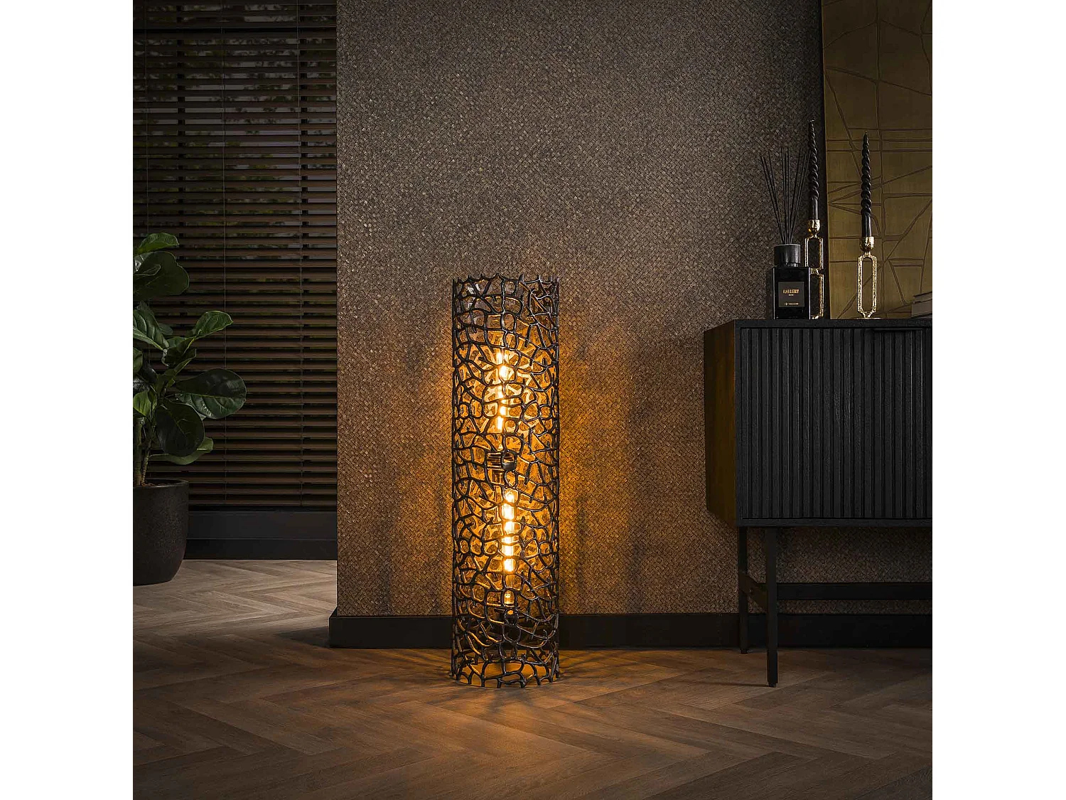 Lampadaire Weaver Cylindre Ø25 92cm L - Nickel Noir