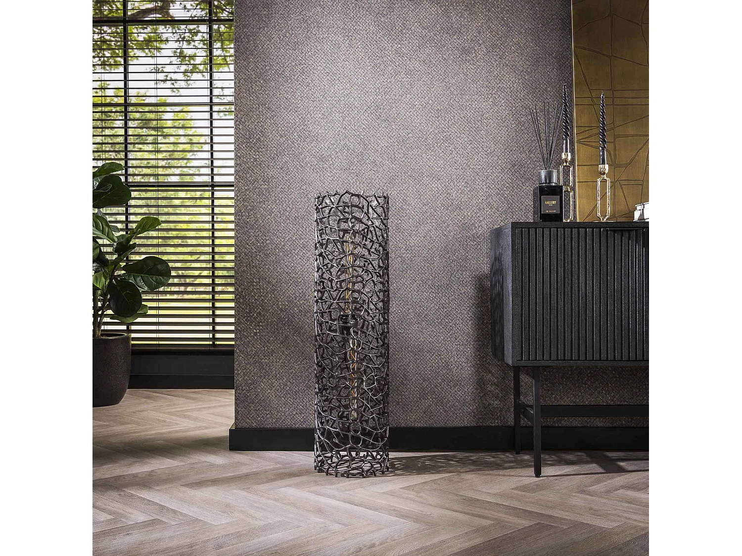 Lampadaire Weaver Cylindre Ø25 92cm L - Nickel Noir