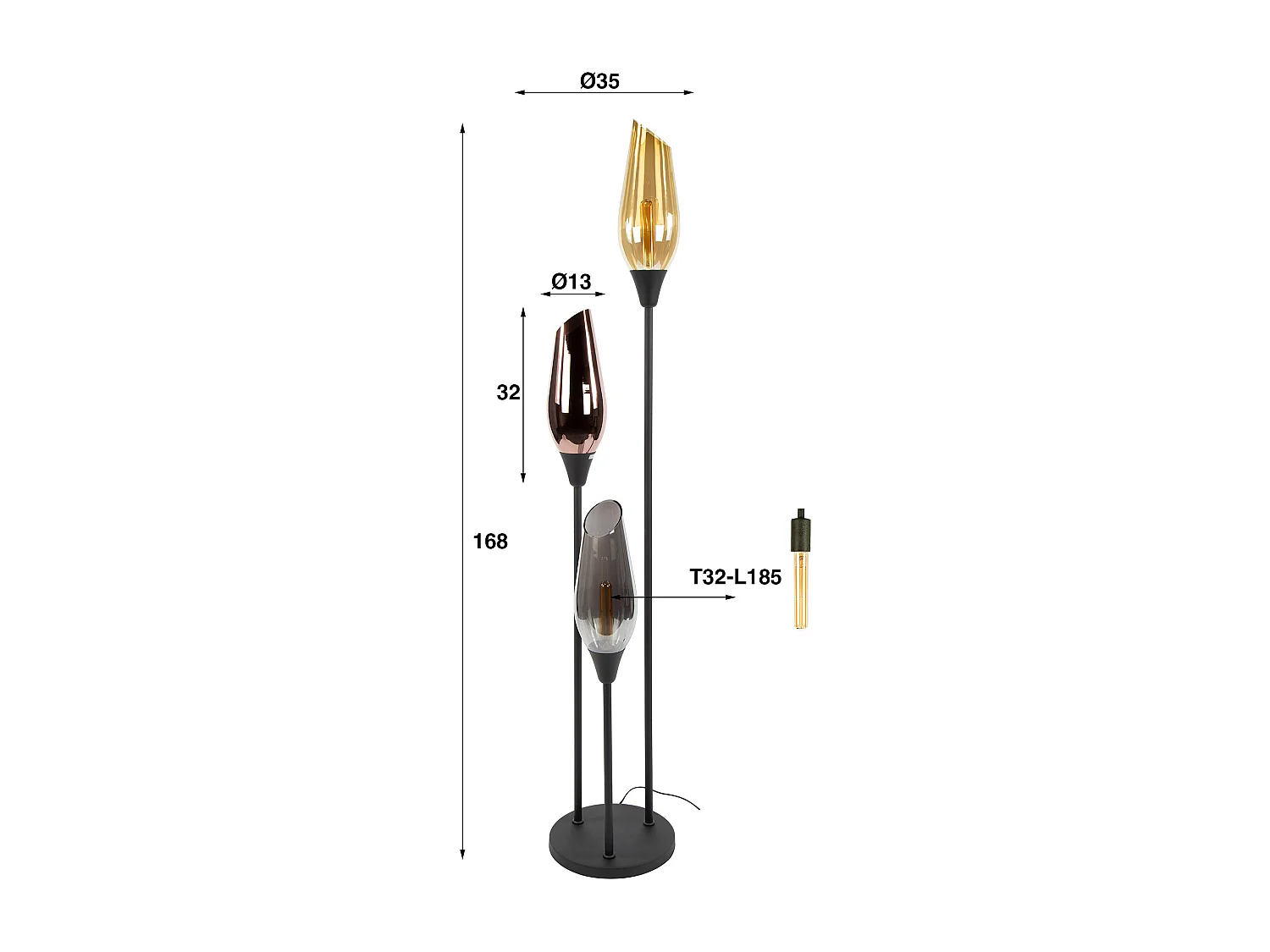 Stehleuchte Cocoon Mix Glas - Schwarz