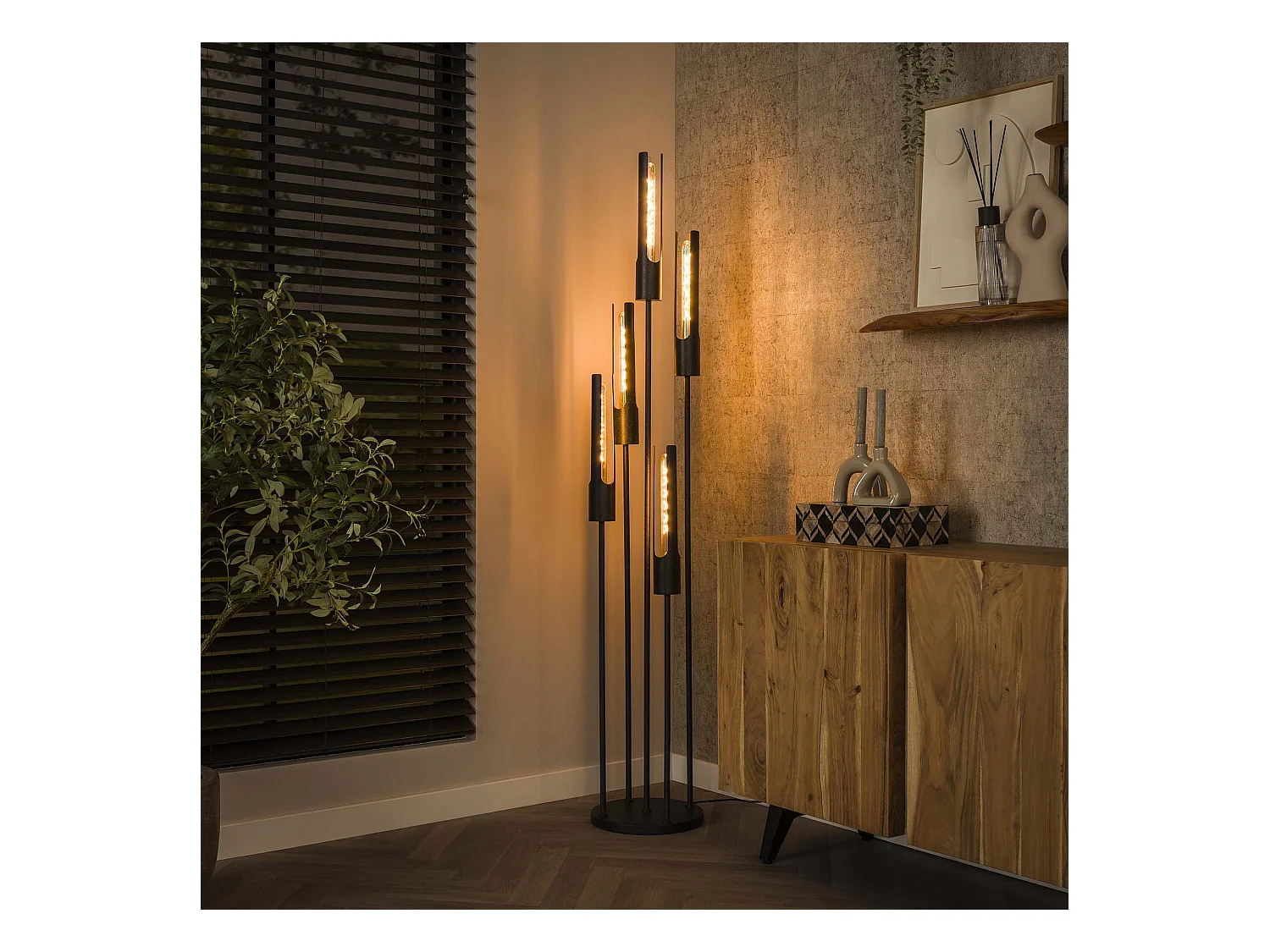 Lampadaire 5L Stepped Tube - Noir Artic