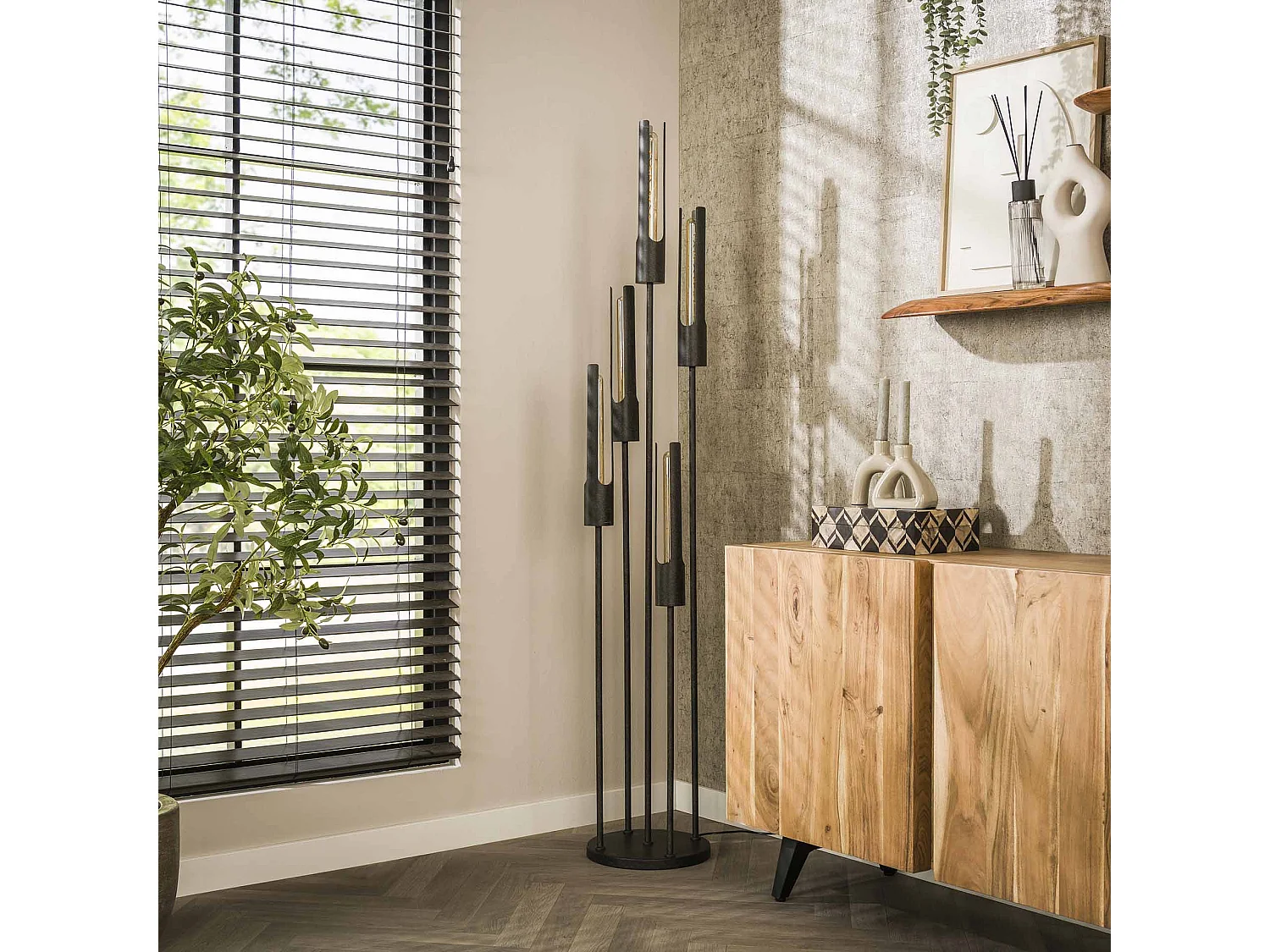 Lampadaire 5L Stepped Tube - Noir Artic