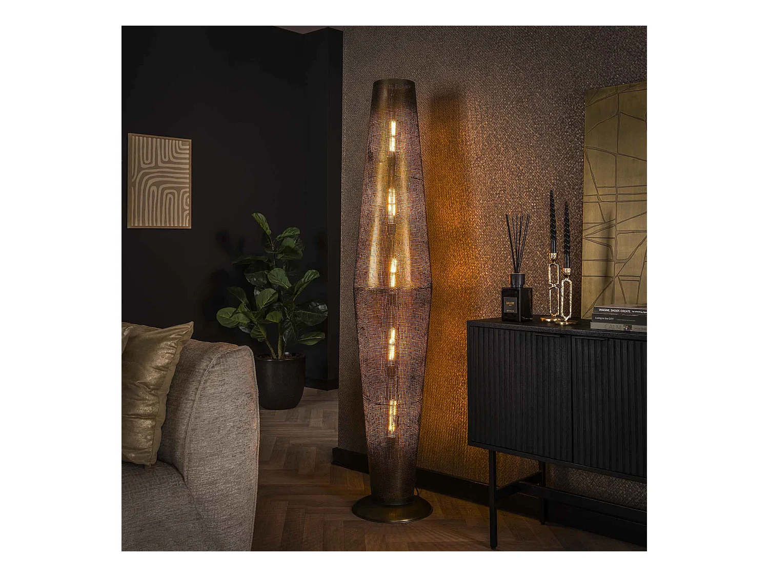 Vloerlamp 5L Cosmic - Brons Antiek