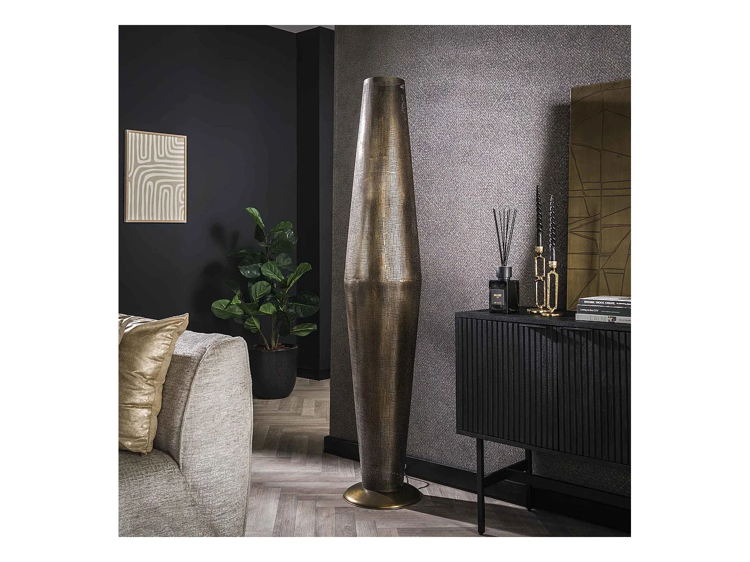 Vloerlamp 5L Cosmic - Brons Antiek