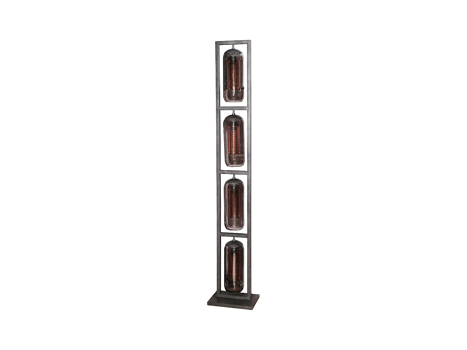 Lampadaire Tower 4L - Verre fumé - Noir arctique