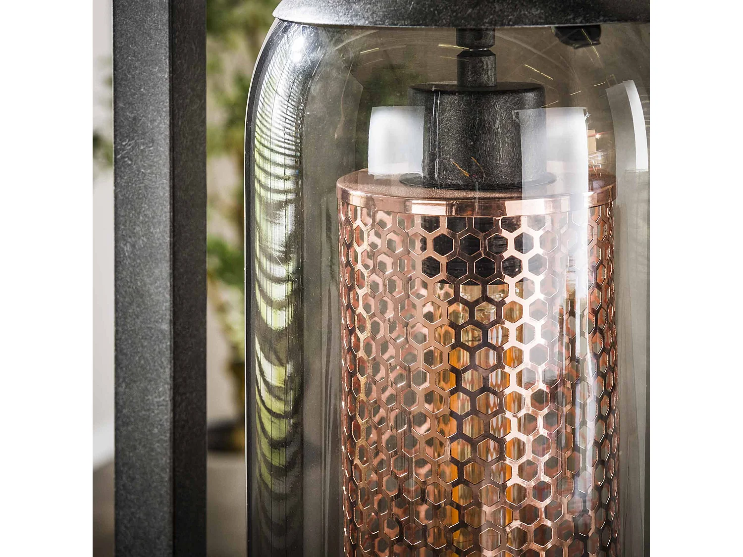 Lampadaire Tower 4L - Verre fumé - Noir arctique