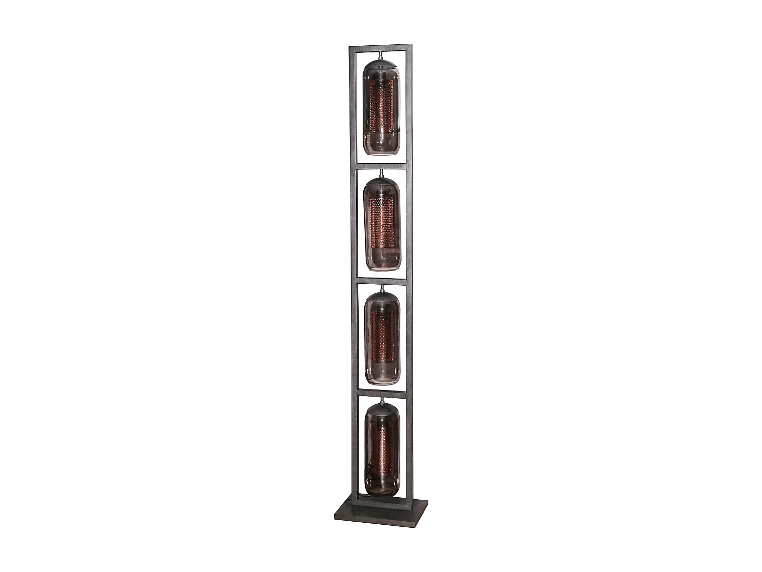 Lampadaire Tower 4L - Verre fumé - Noir arctique