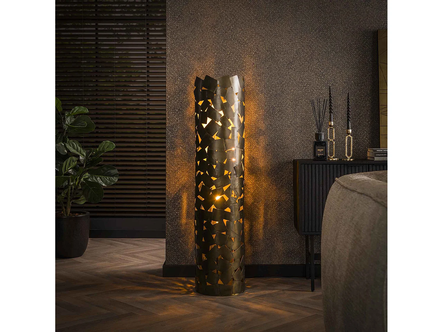 Vloerlamp Patch Cylinder - Brons Antiek