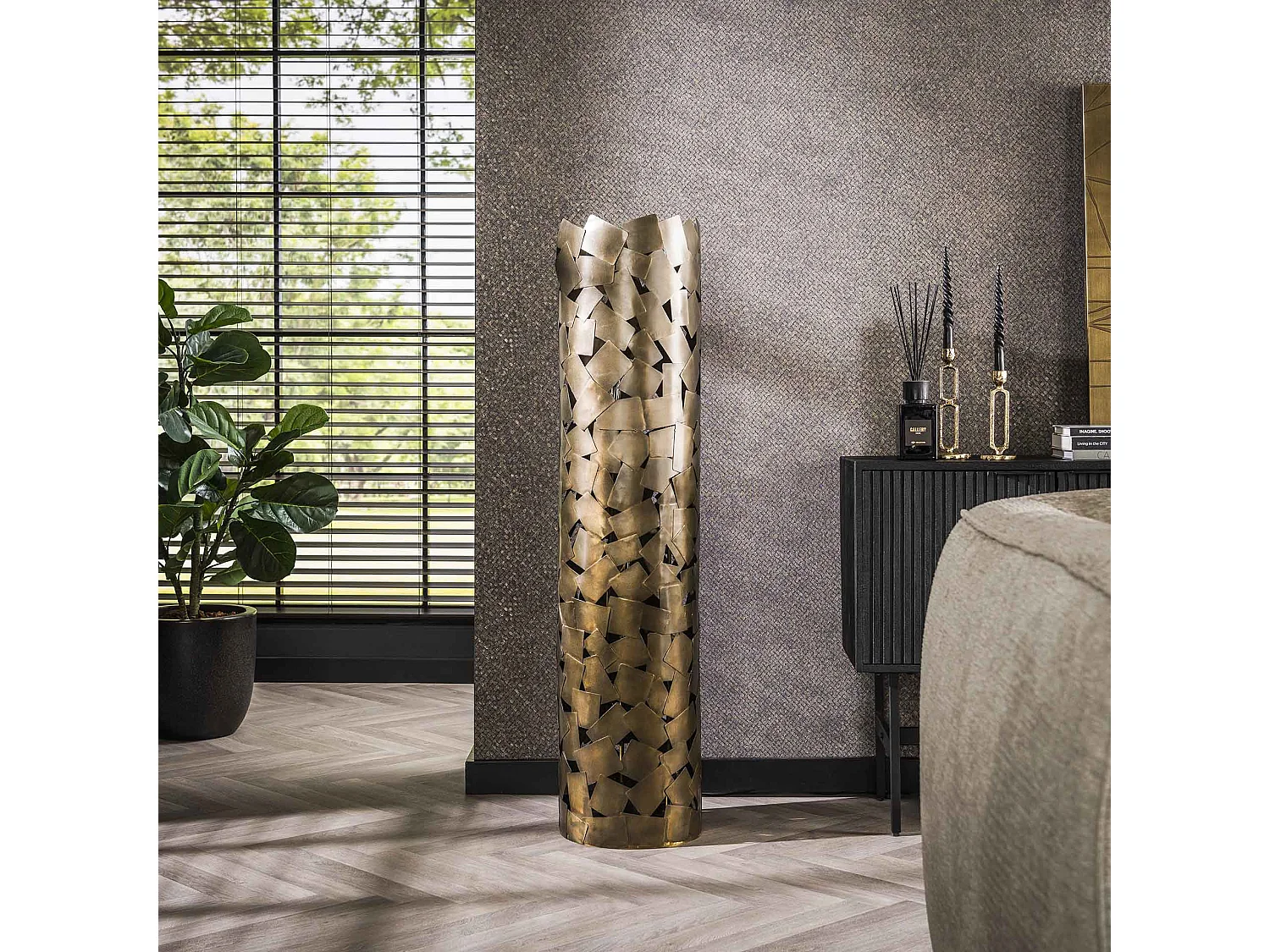 Vloerlamp Patch Cylinder - Brons Antiek