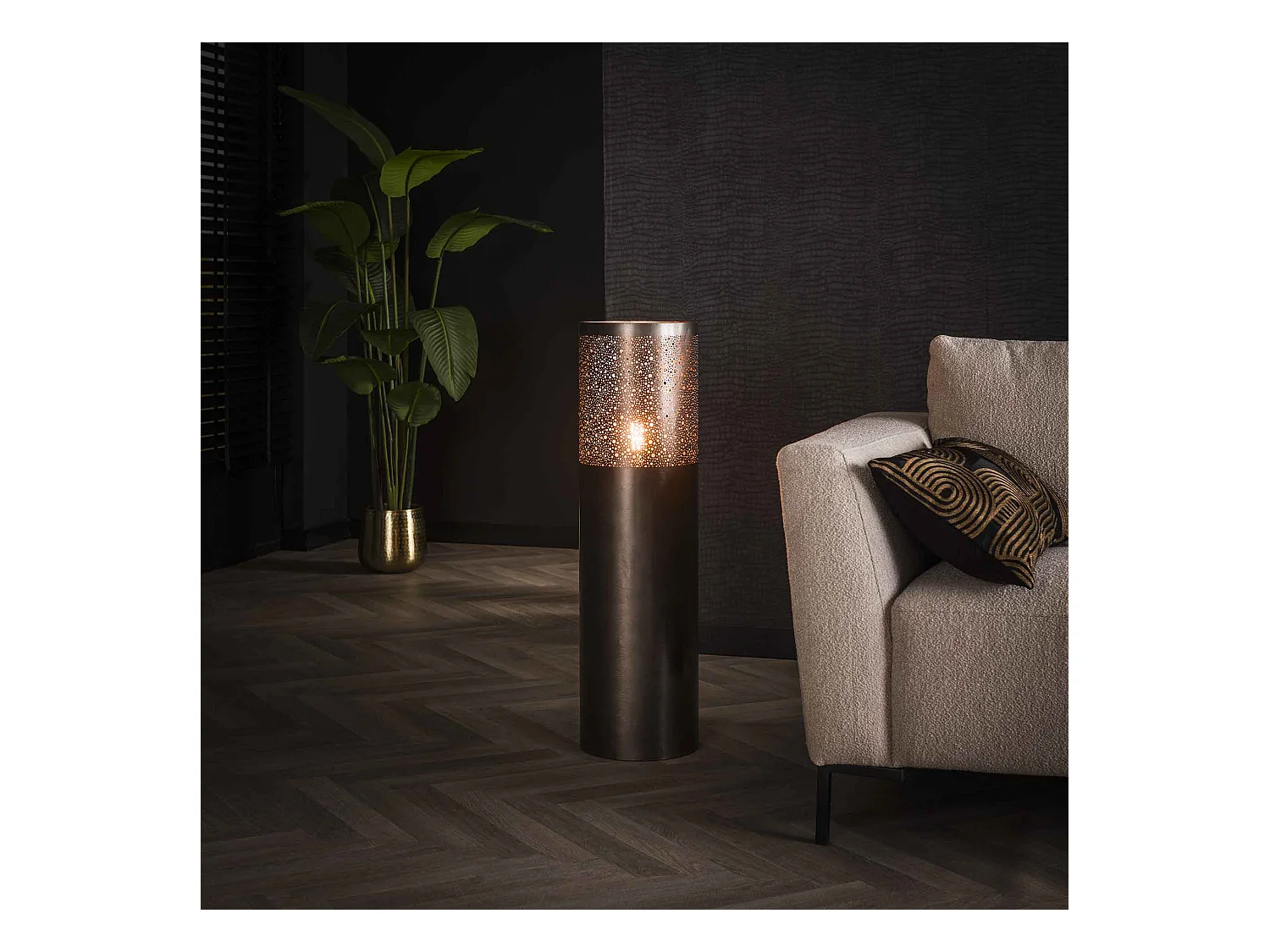 Lampadaire Ø25 cylindre 90cm / Nickel noir