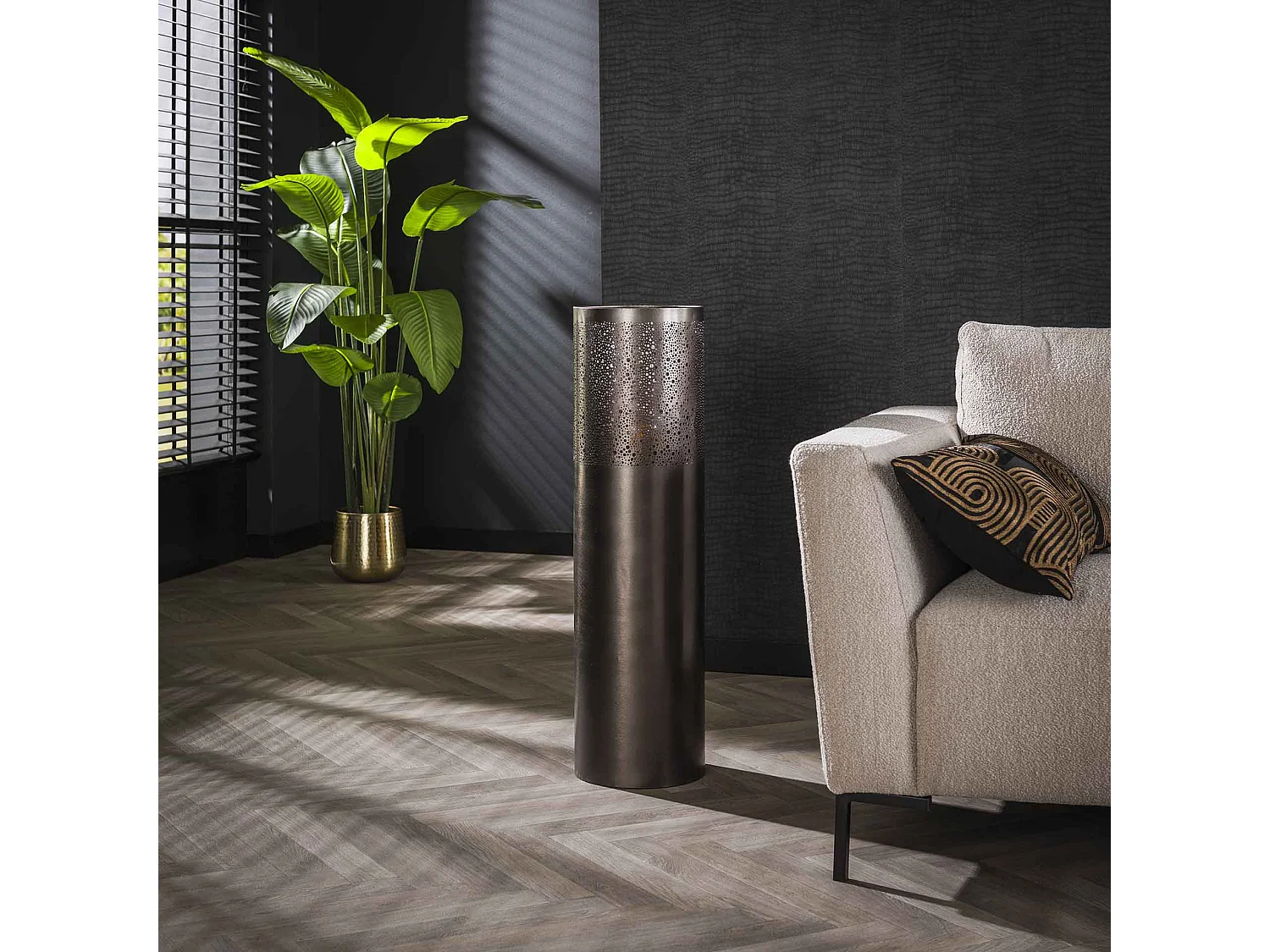 Vloerlamp Ø25 cilinder 90cm / Zwart nikkel