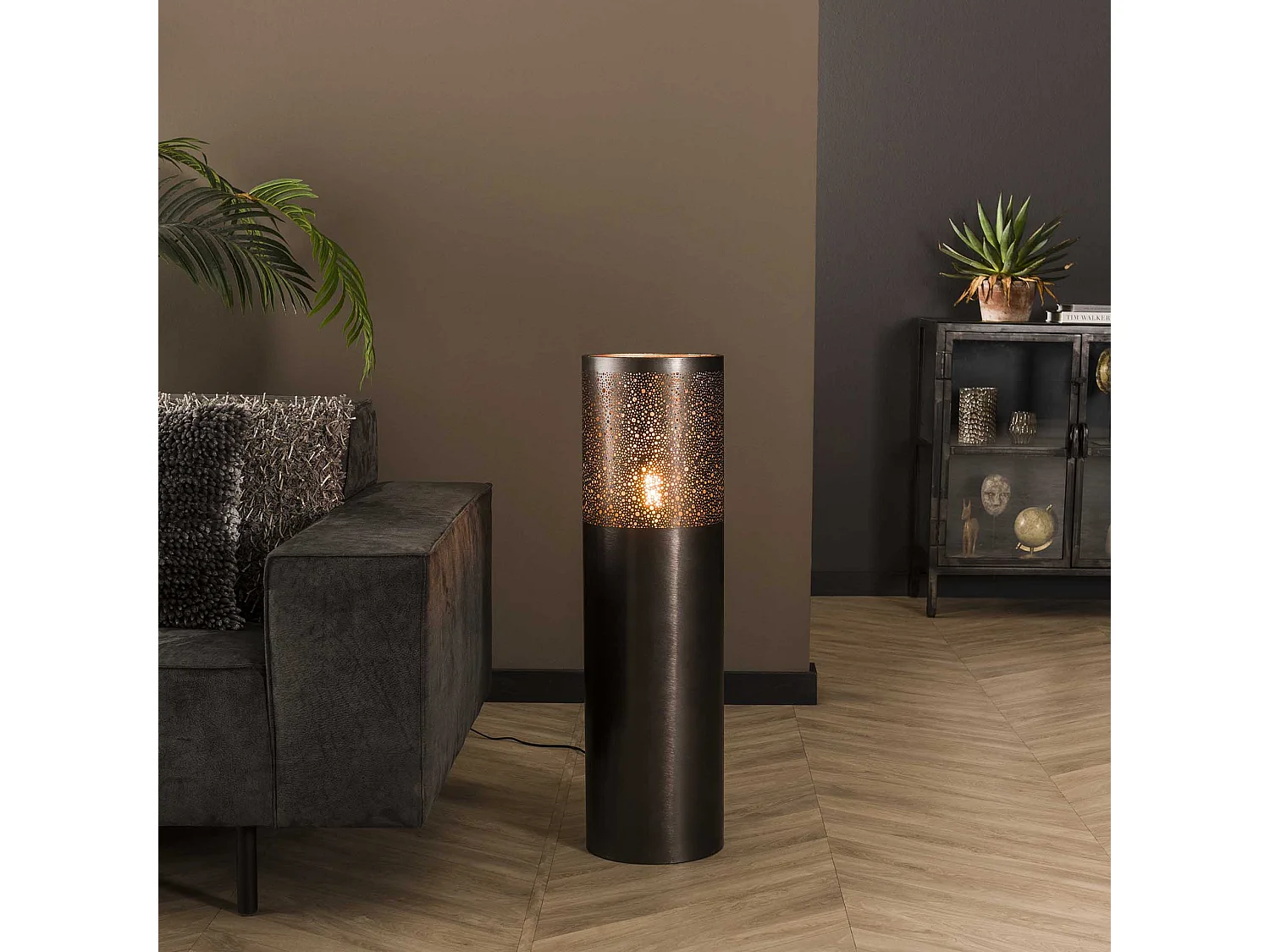 Vloerlamp Ø25 cilinder 90cm / Zwart nikkel