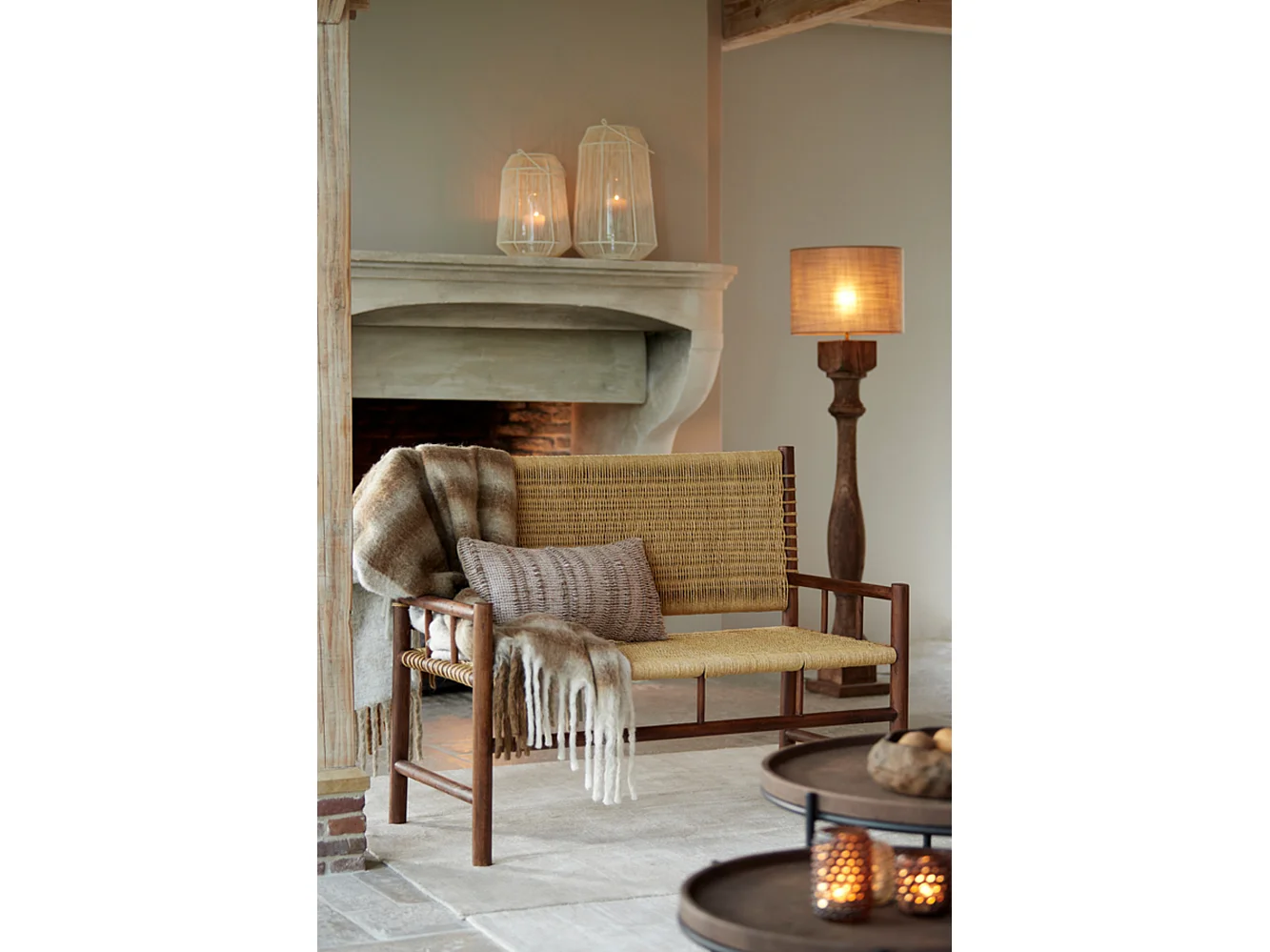 Lampadaire ROBBIA - Ø23x125cm - Marron